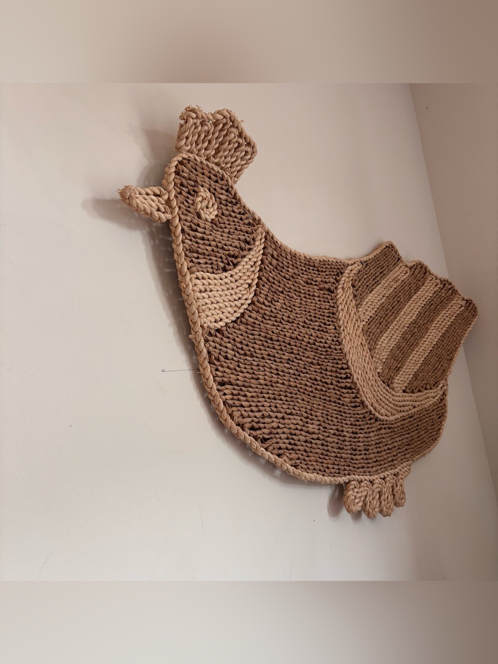 Large Handwoven Chicken/ Bird Wall Hanging - Natural Two-Tone - Picture 2 of 3